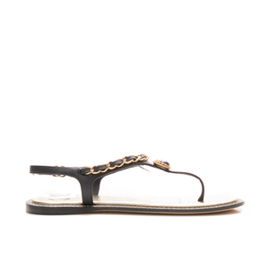 Chanel - Black/Metallic Scarab Thong Sandals (39.5)