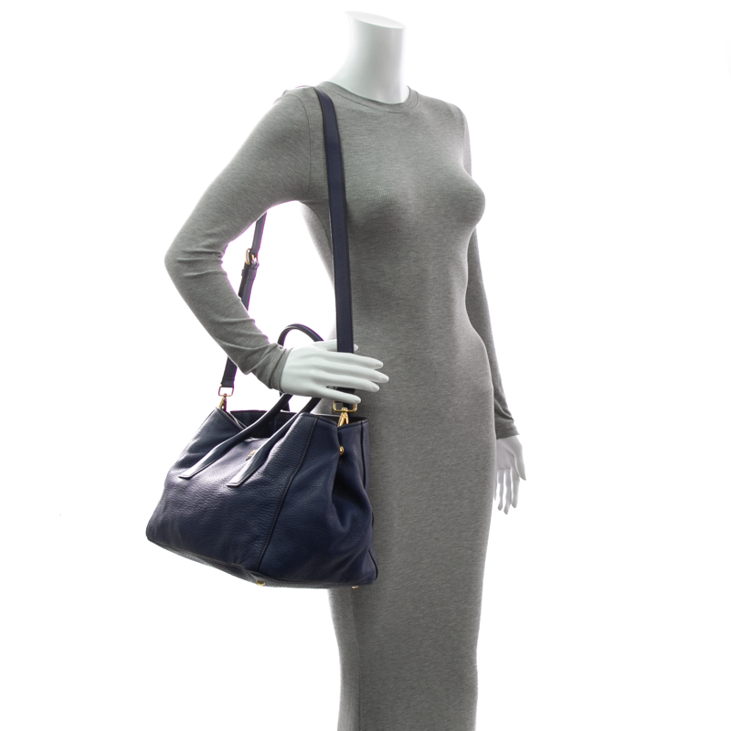 Prada - Navy Vitello Shoulder Bags