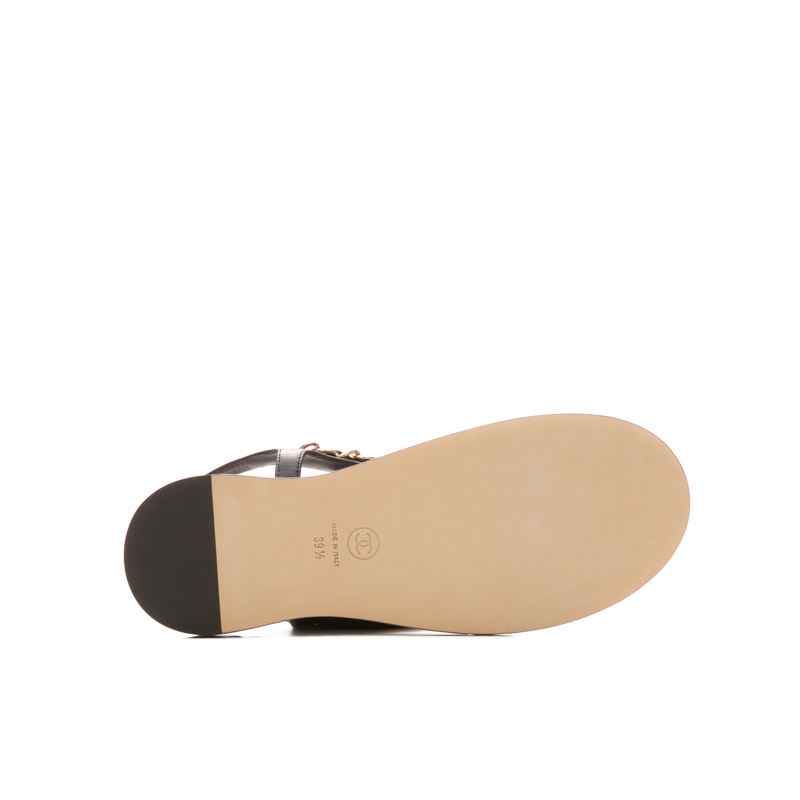 Chanel - Black/Metallic Scarab Thong Sandals (39.5)