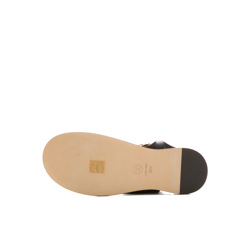 Chanel - Black/Metallic Scarab Thong Sandals (39.5)