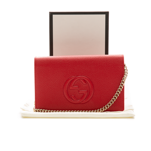 Gucci - Red Leather Soho Chain Wallet