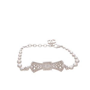 Pearl CC Crystal Bow Choker Necklace
