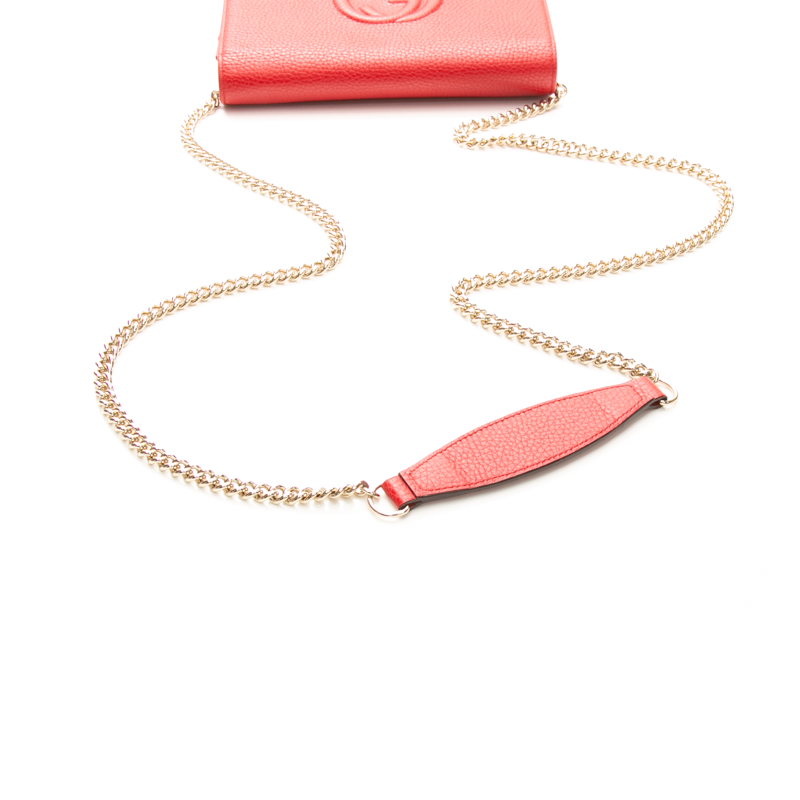Gucci - Red Leather Soho Chain Wallet