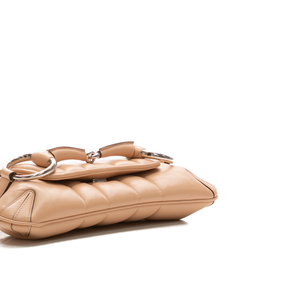 Gucci - Pink Nappa Matelasse Small Maxi Horsebit Shoulder Bag