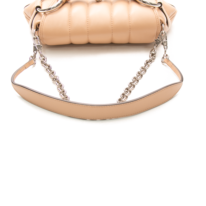 Gucci - Pink Nappa Matelasse Small Maxi Horsebit Shoulder Bag
