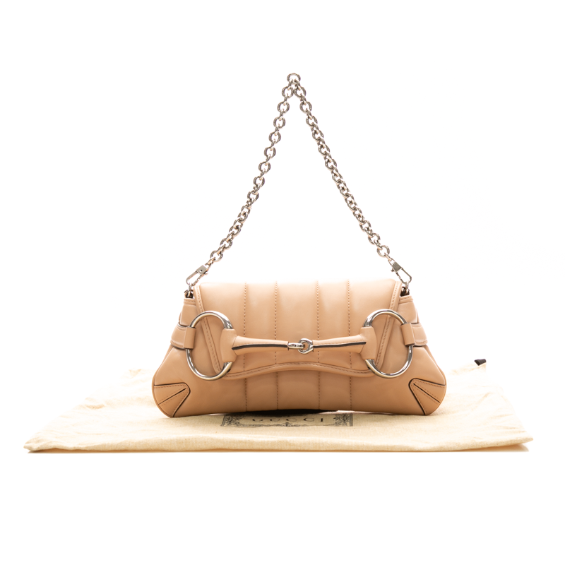 Gucci - Pink Nappa Matelasse Small Maxi Horsebit Shoulder Bag