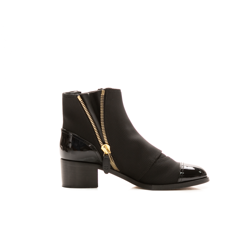 Cap Toe Rib Knit CC Button Ankle Boots - Size 6.5