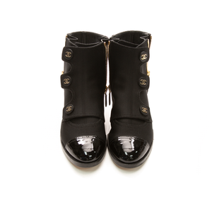 Cap Toe Rib Knit CC Button Ankle Boots - Size 6.5