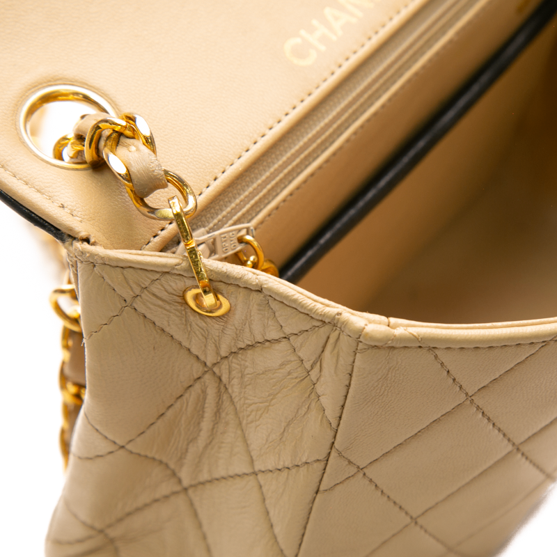Chanel - Black/Tan VTG Square Mini Flap Crossbody Bag