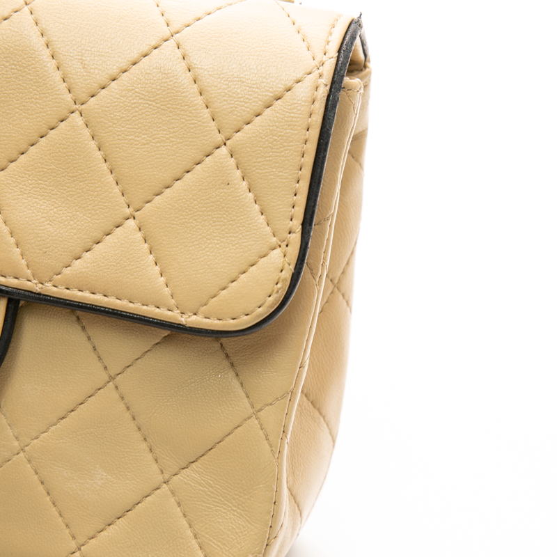 Chanel - Black/Tan VTG Square Mini Flap Crossbody Bag