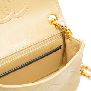 Chanel - Black/Tan VTG Square Mini Flap Crossbody Bag