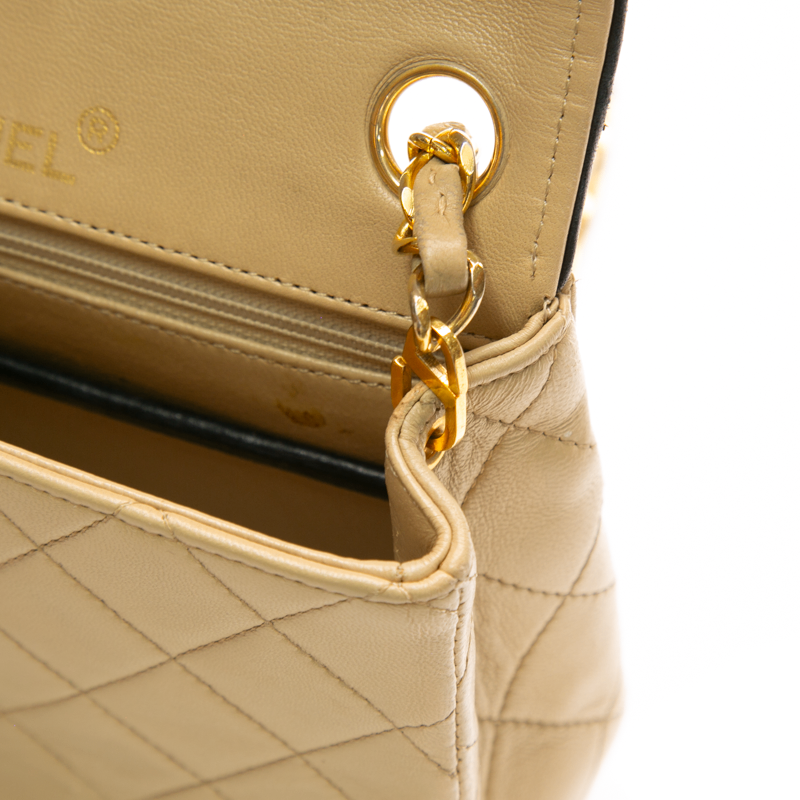 Chanel - Black/Tan VTG Square Mini Flap Crossbody Bag