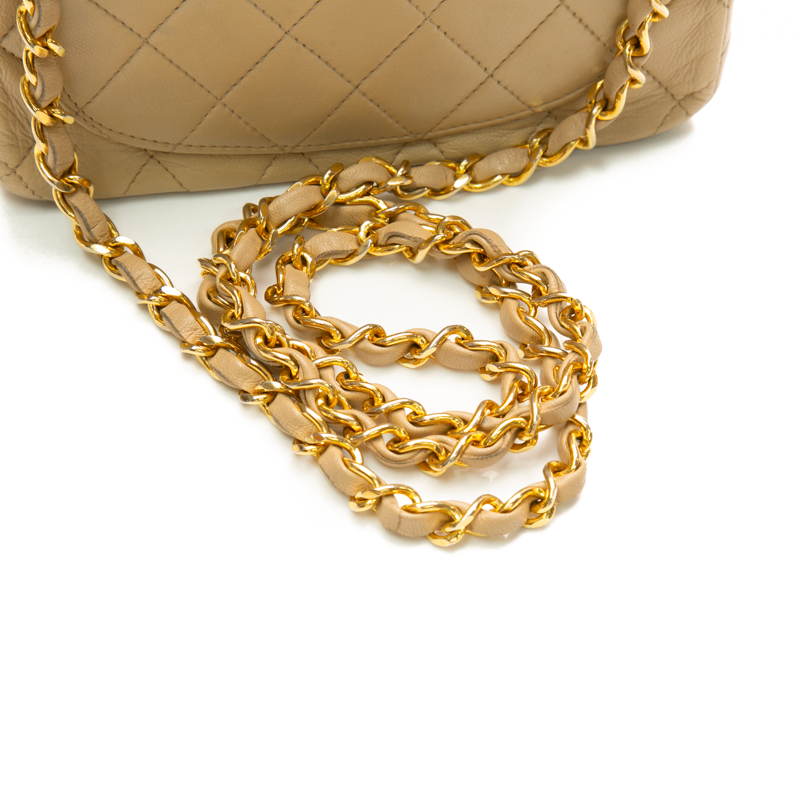 Chanel - Black/Tan VTG Square Mini Flap Crossbody Bag