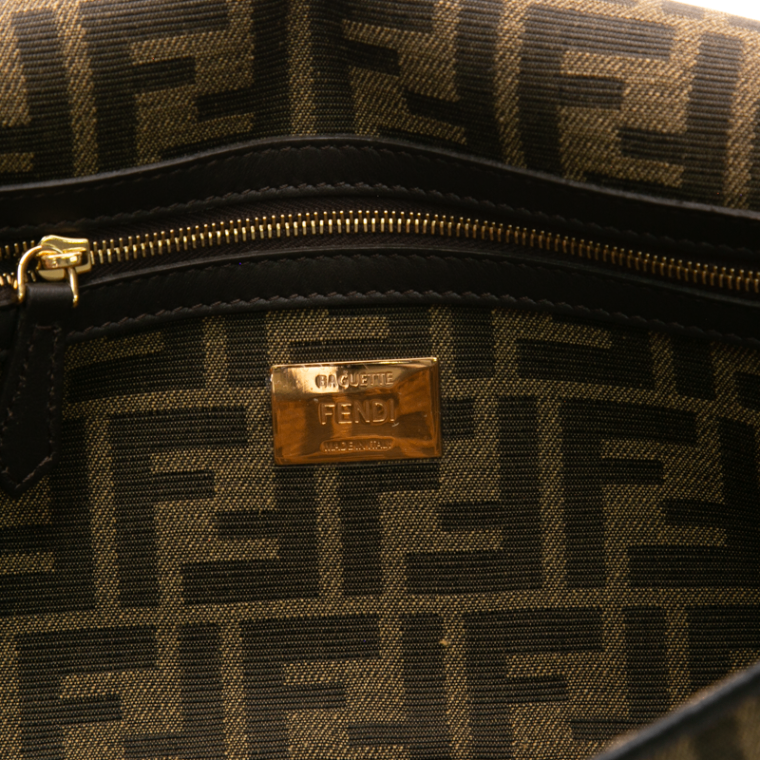 Fendi - Brown Fabric Jacquard FF 1974 Medium Baguette