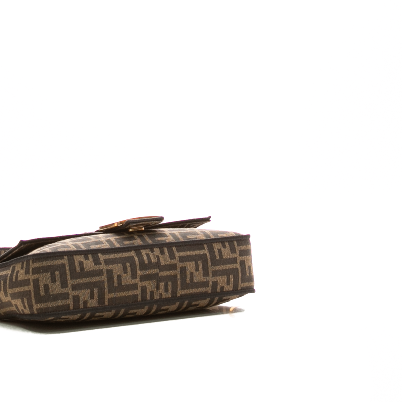Fendi - Brown Fabric Jacquard FF 1974 Medium Baguette