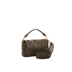 Fendi - Brown Fabric Jacquard FF 1974 Medium Baguette