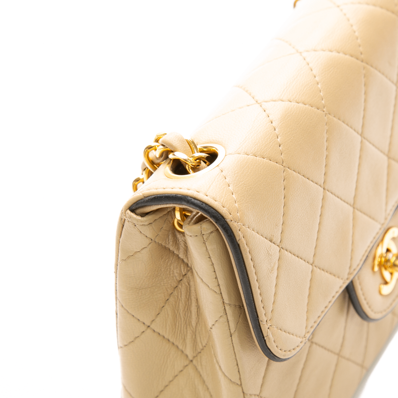 Chanel - Black/Tan VTG Square Mini Flap Crossbody Bag