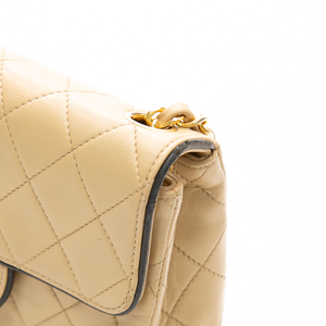 Chanel - Black/Tan VTG Square Mini Flap Crossbody Bag