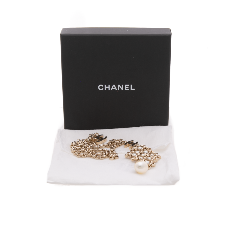 Pearl CC Drop Necklace