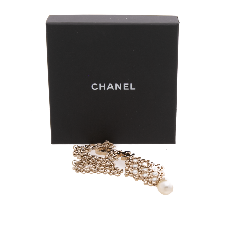 Pearl CC Drop Necklace