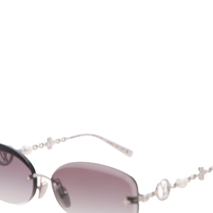 Louis Vuitton - Silver LV Jewel Pearl Oval Sunglasses
