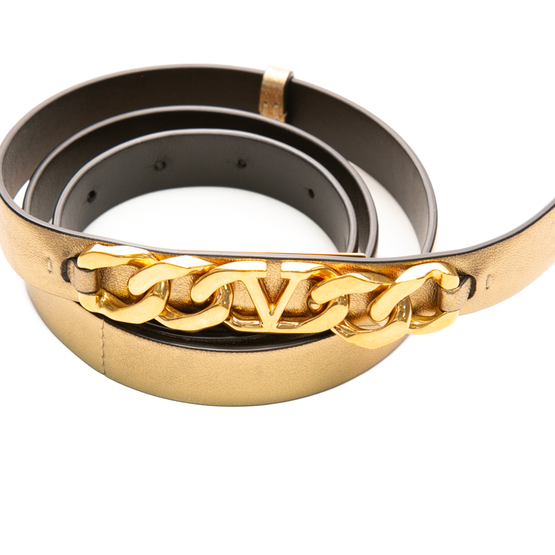 Valentino - Gold V Logo Chain Belt (85)