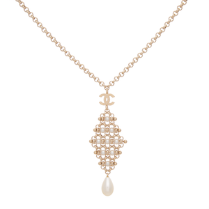 Pearl CC Drop Necklace