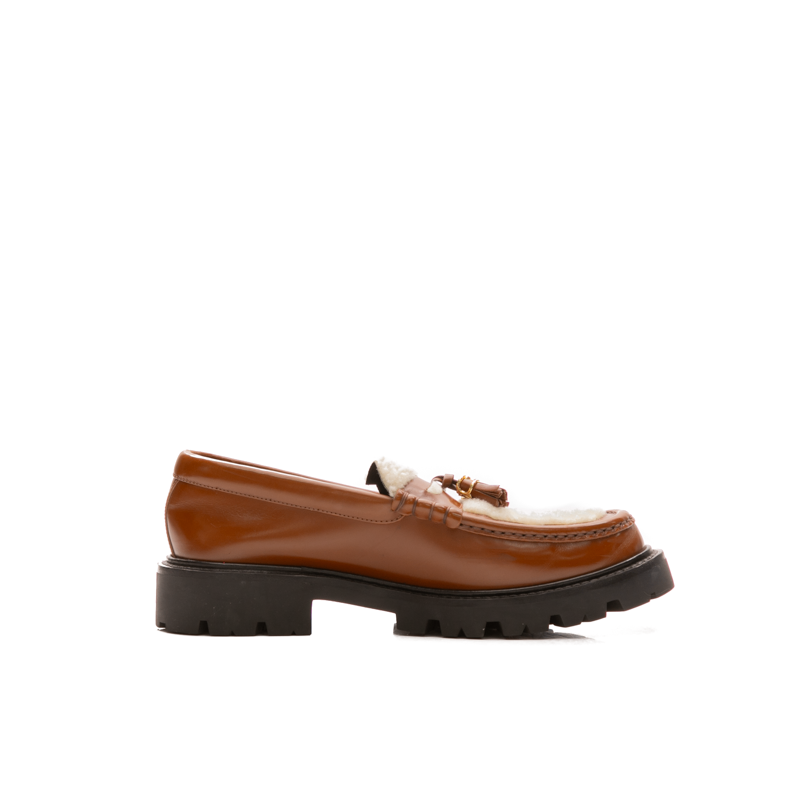 Celine - Brown Shearling Loafers (39.5) Margaret