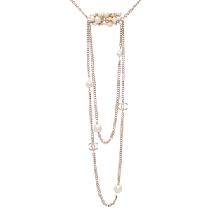 Vintage Crystal CC Pearl Long Necklace