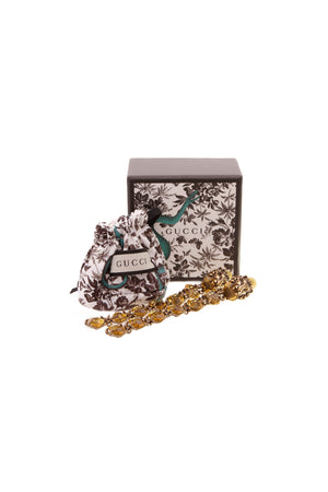 Gucci Crystal Lion Head Clip-On Drop Earrings Aged Gold