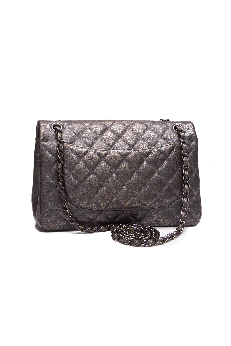 Grey chanel flap bag sale