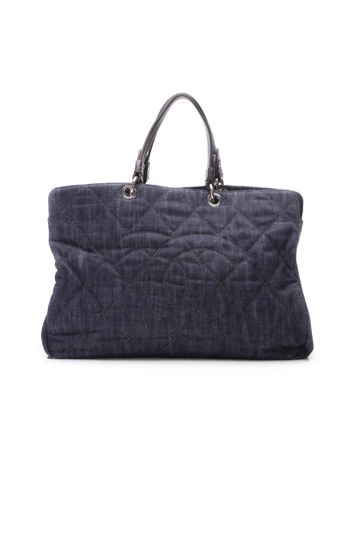 Chanel CC Quilted Denim Mood Maxi Shopping Bag AS3128 Blue ref