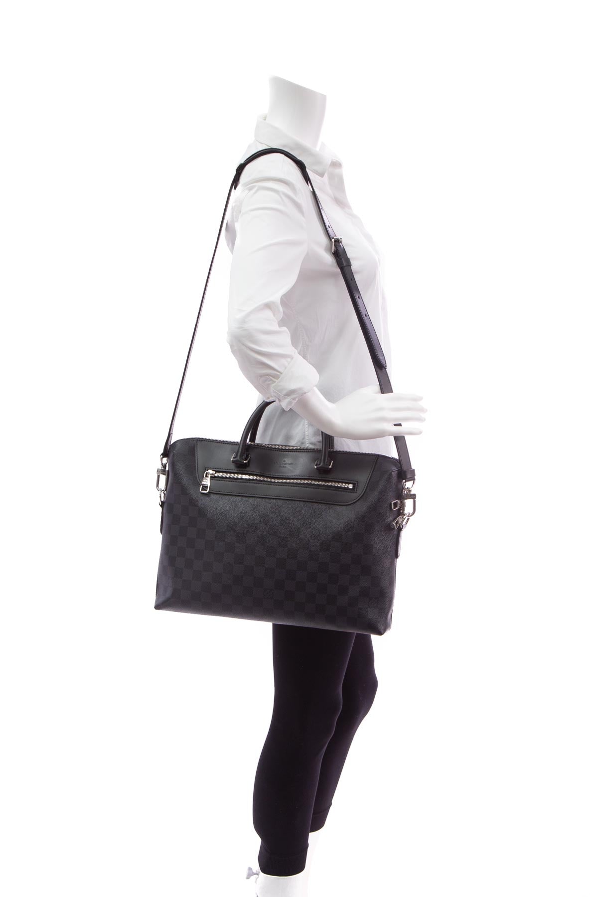 Louis+Vuitton+Porte+Documents+Jour+Briefcase+Document+Case+Black+Leather  for sale online