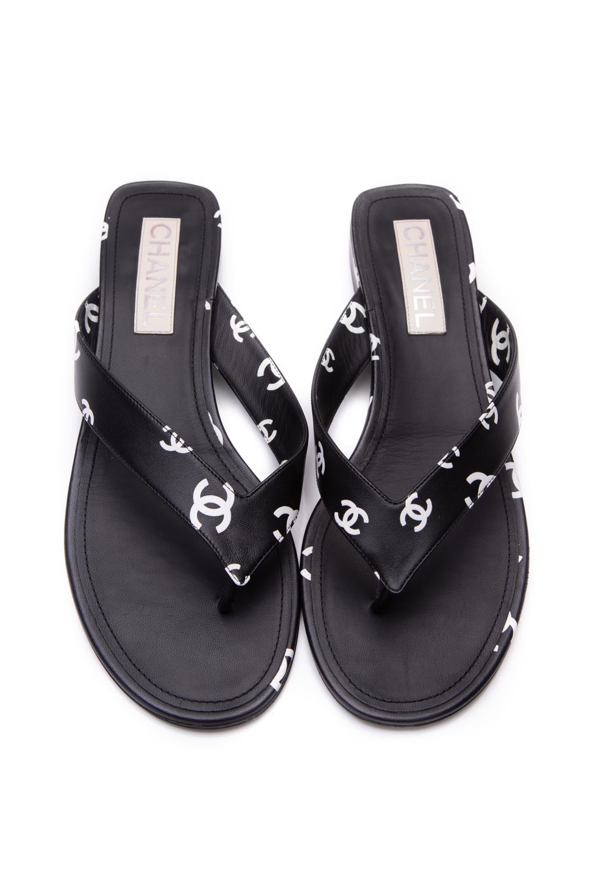 Leather sandal Chanel Black size 40.5 EU in Leather - 16770549