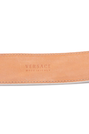 Versace Greek Key Embroidered Plaque Belt - Size 40