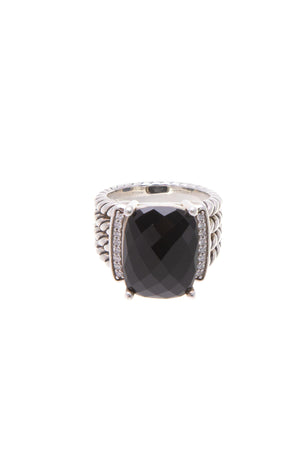 David Yurman Diamond and Black Onyx Wheaton Ring - Size 6
