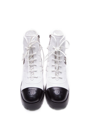 Chanel Chain Lace-Up Boots- Size 36