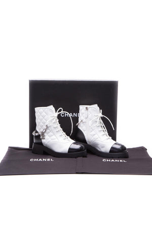Chanel Chain Lace-Up Boots- Size 36