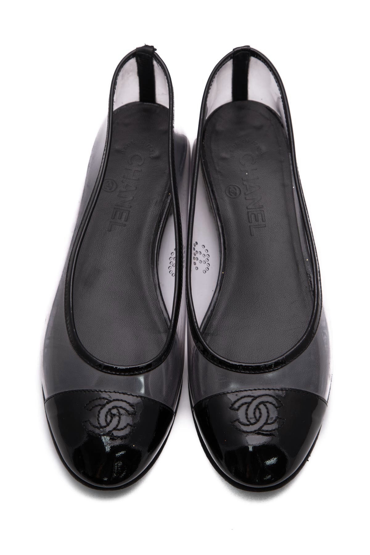 Chanel Espadrille 37 Tweed Leather Cap Toe CC Flats