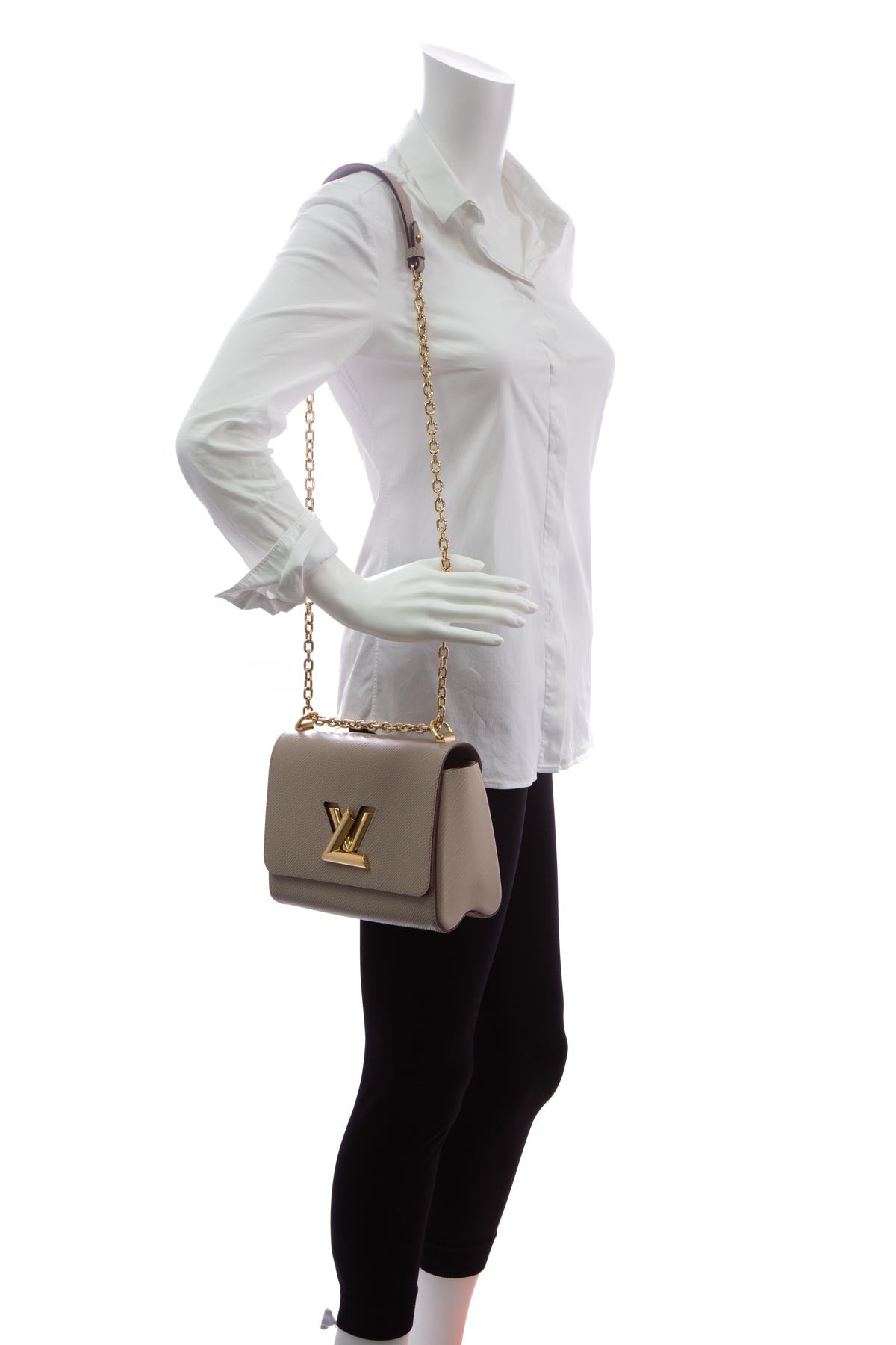 Louis Vuitton LOCKIT MM V.CA GALET Grey/Beige Leather Tote BRAND