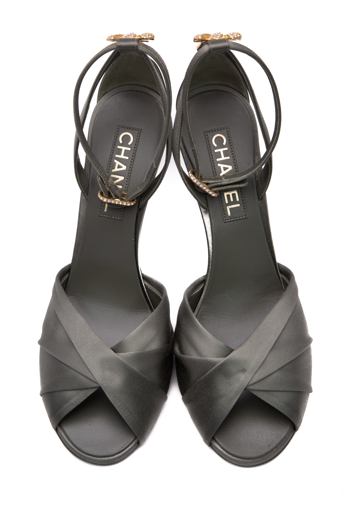 Chanel Black/Grey Glitter Cap Toe Slingback Pumps Size 6.5/37