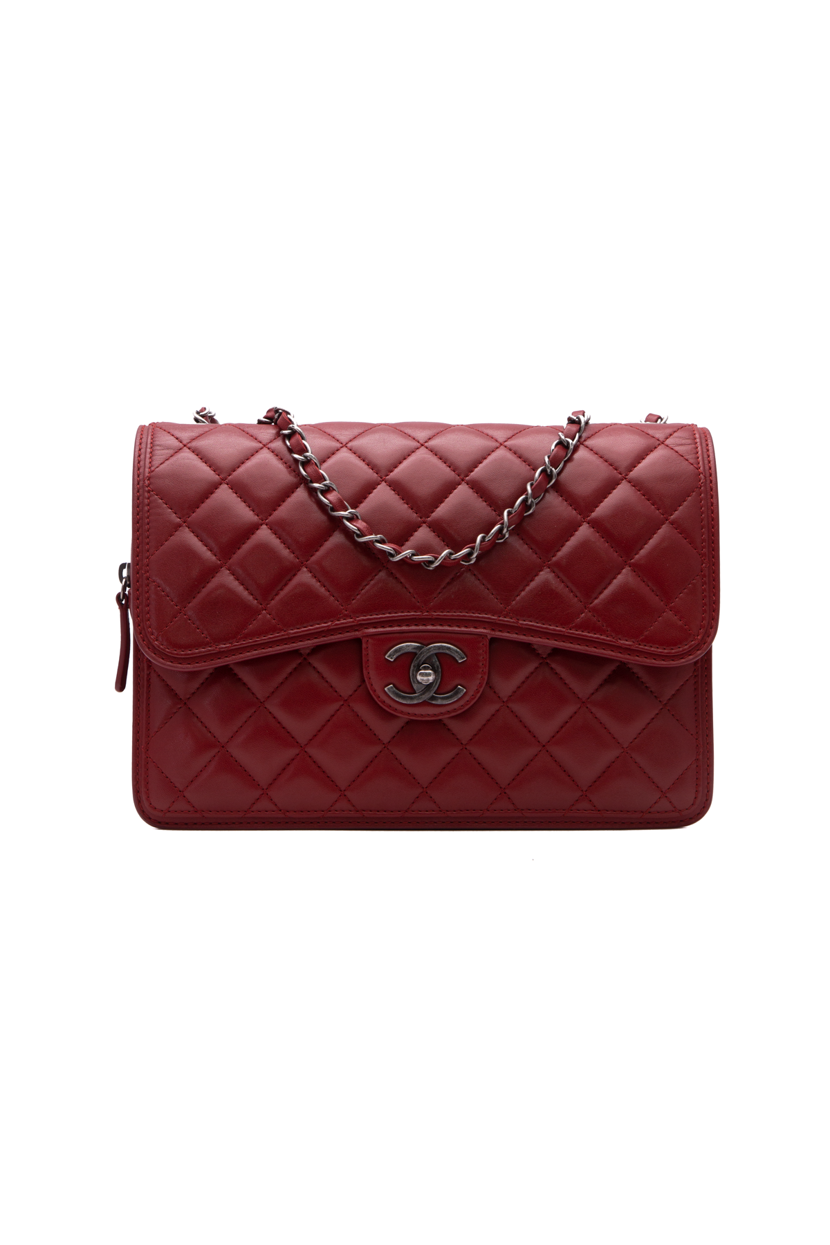 Chanel Classic M/L Medium Chevron Double Flap Coral Pink Lambskin Aged –  Coco Approved Studio
