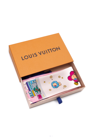 Authenticated Used Louis Vuitton LOUIS VUITTON Monogram Bandeau Christmas  Vivienne Scarf Silk M00489