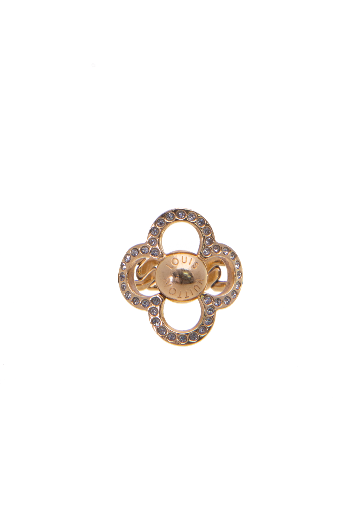 Louis Vuitton Gold Crystal Flower Power Ring Silvery Golden Metal