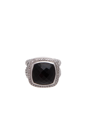 David Yurman 14mm Diamond & Onyx Albion Ring - Size 5.25