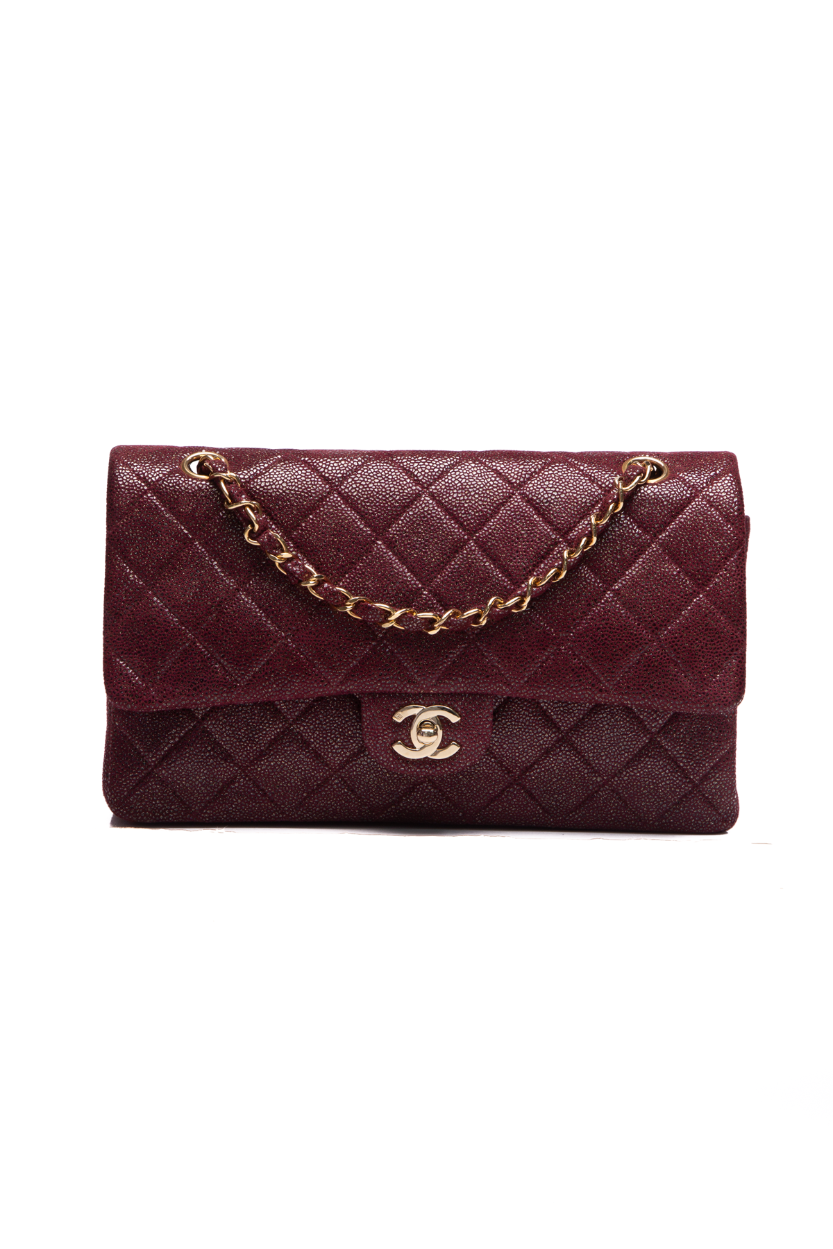 Chanel Medium Burgundy Double Flap Bag - shop 