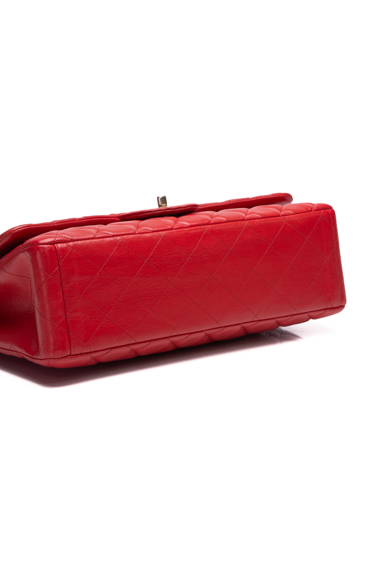 Chanel Straight Flap Single Chain Shoulder Bag Red Satin 98788 | eBay