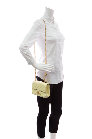 Chanel White Classic Chevron Rectangular Mini Flap Bag