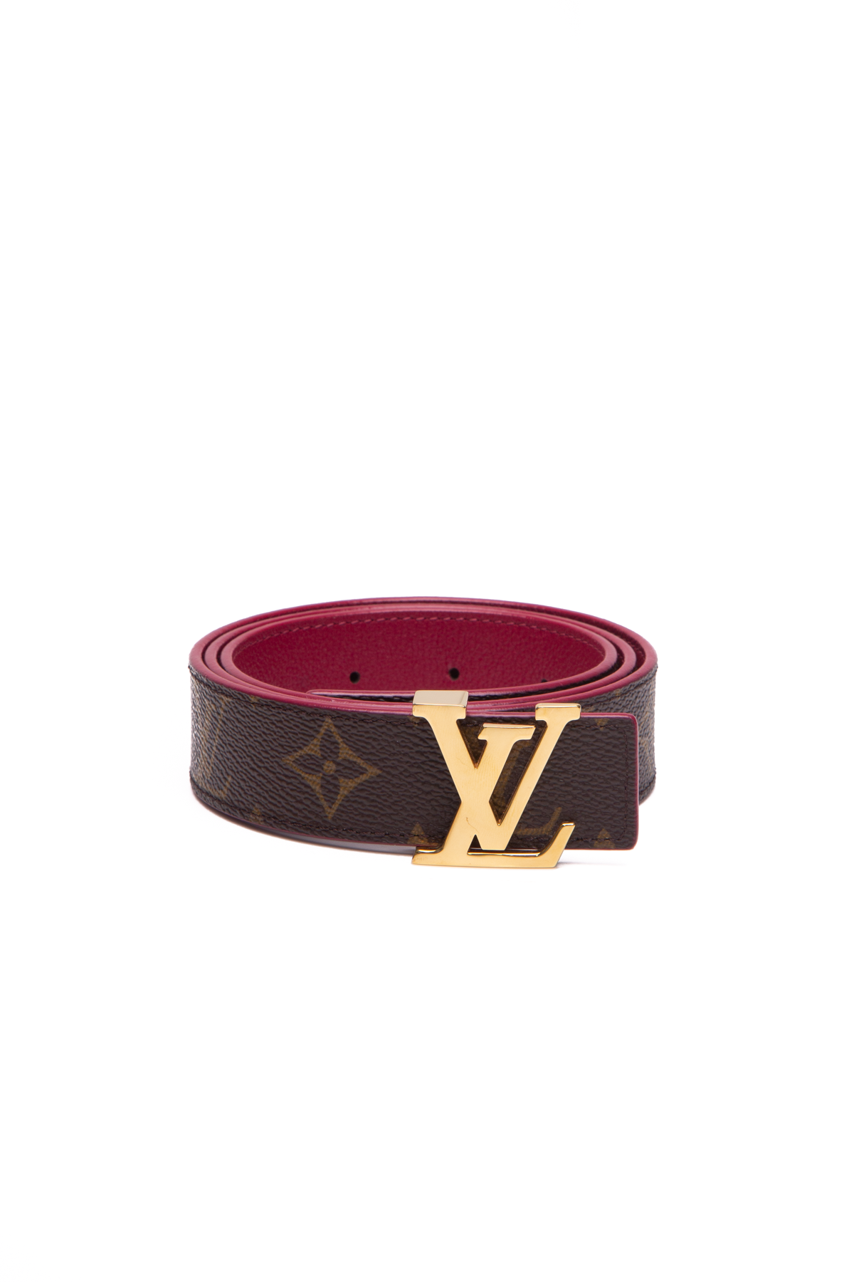 Louis Vuitton LV Initiales 30mm Reversible Belt Red + Calf Leather. Size 80 cm