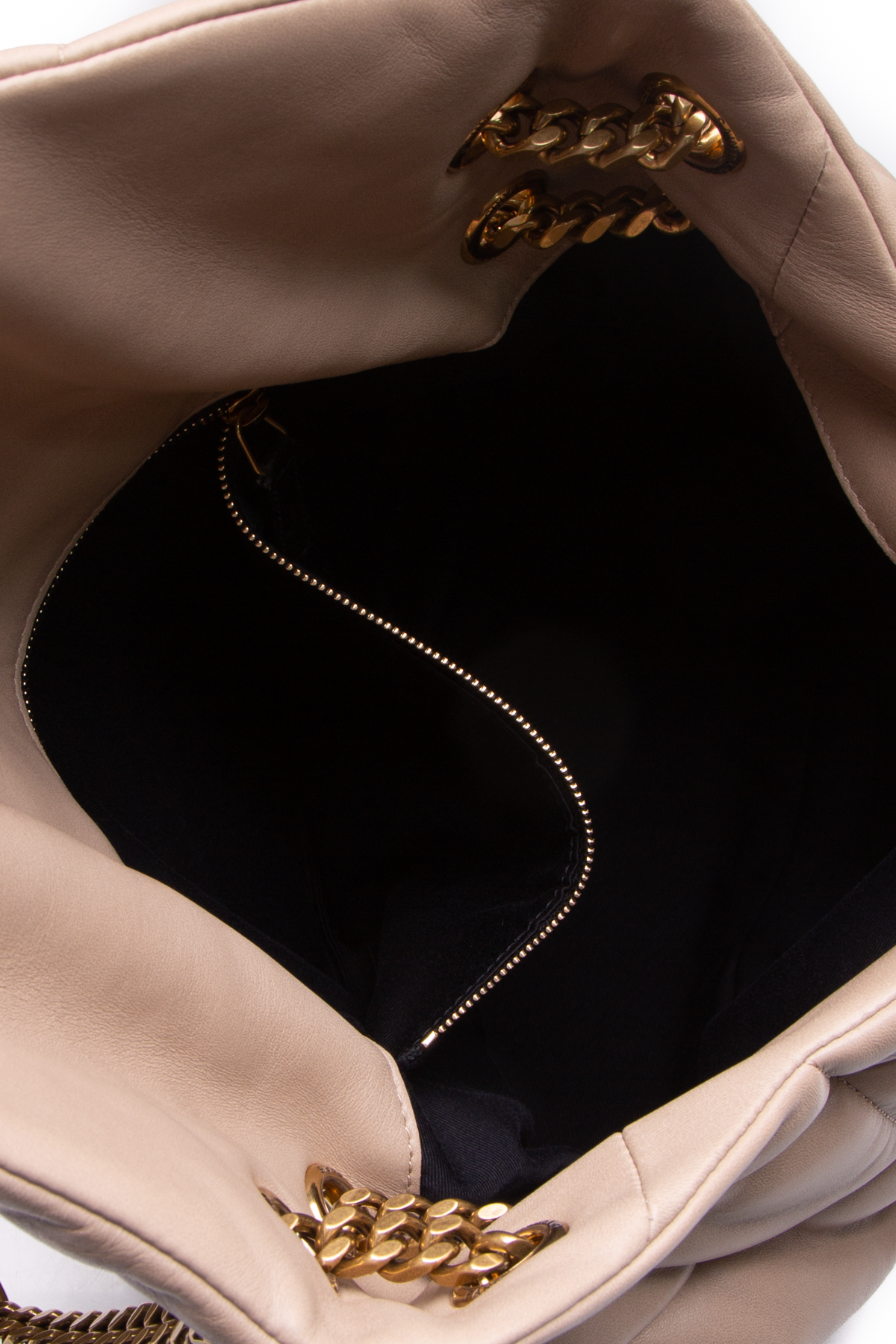 Saint Laurent Womens Dark Beige Puffer Small Leather Shoulder Bag